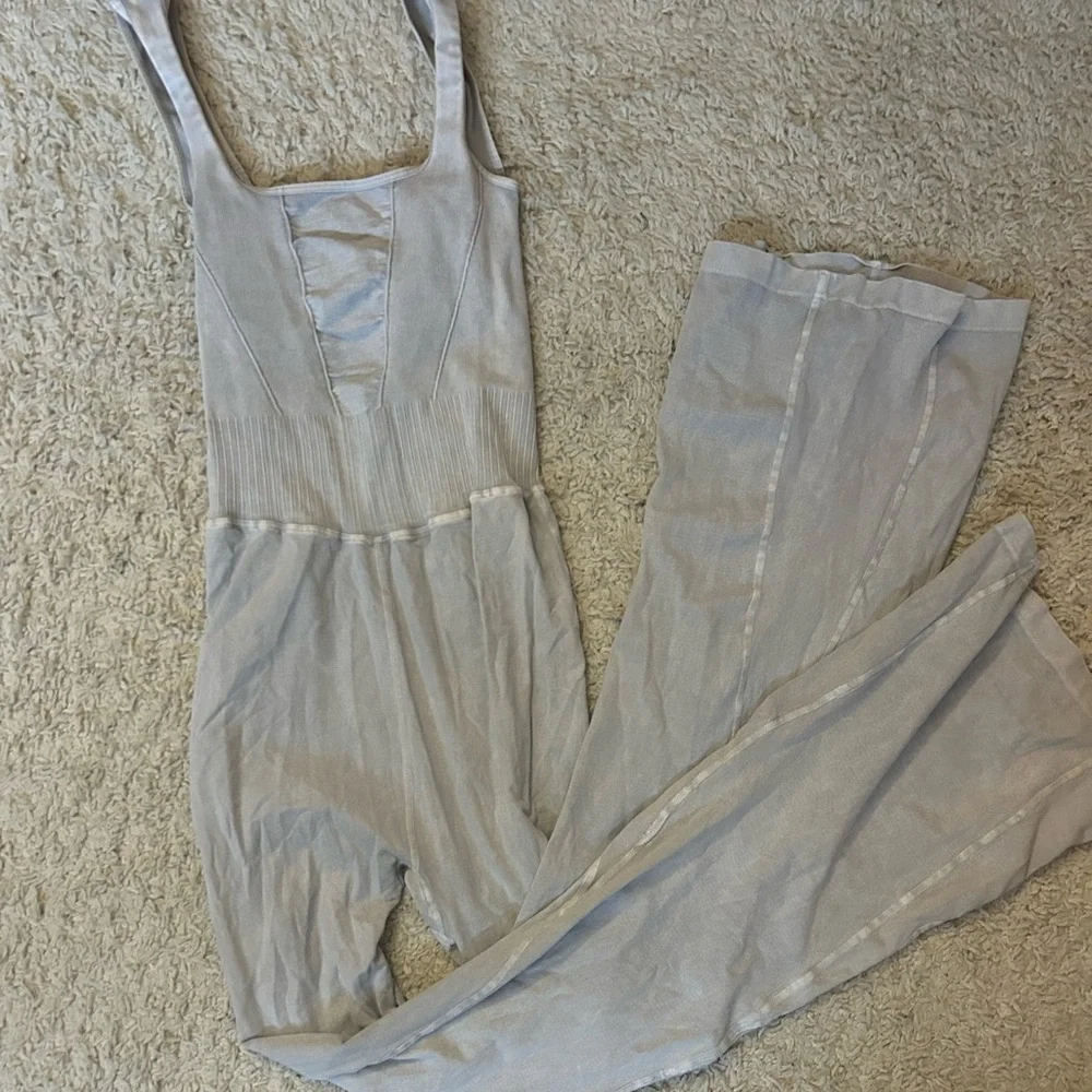 Free People Movement Ice Gray Flares Leg Onesie - Picture 4 of 7